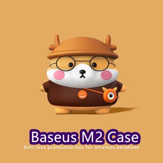 【คุณภาพสูง】เคสหูฟัง แบบนิ่ม ลายการ์ตูน สีพื้น สําหรับ Baseus M2