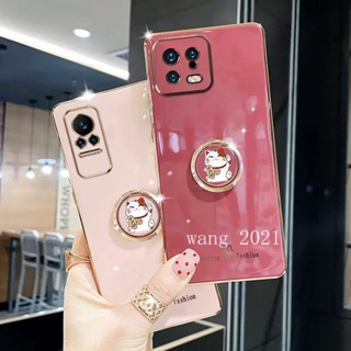 New Phone Case เคส Xiaomi 13 Pro 13 Lite POCO X5 Pro 5G 2023 Casing Electroplating Straight Edge with Cat Stand Protective Soft Case เคสโทรศัพท