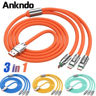 Ankndo 3 In 1 สายชาร์จ สายข้อมูล Micro USB Type-C โลหะผสมสังกะสี สําหรับ Samsung Xiaomi Huawei 6A