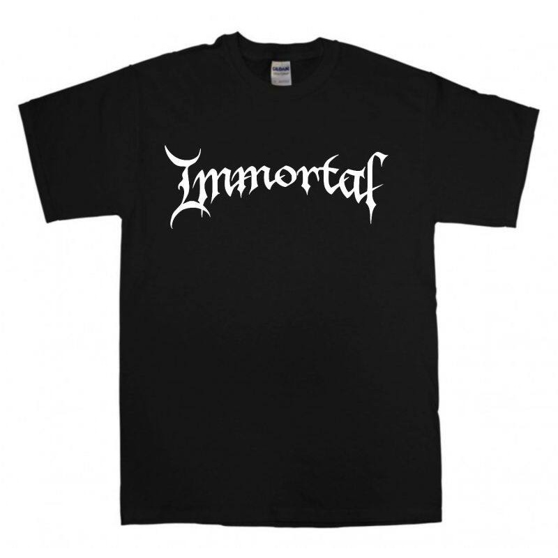 Immortal New Logo Black TShirt Black Metal Band TShirt Darkthrone Mayhem Slim Short Men Plus