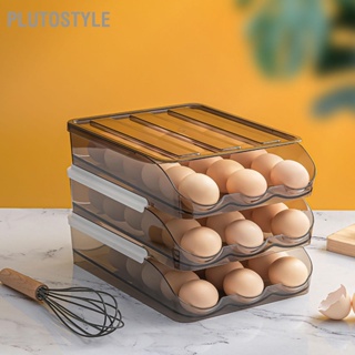 PLUTOSTYLE กล่องเก็บของตู้เย็นกล่องเก็บไข่ใสหลายชั้นสำหรับห้องครัว