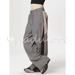 DaDulove💕 2023 New American Street Casual Pants High Waist Loose Sports Pants Striped Stitching Jogging Pants