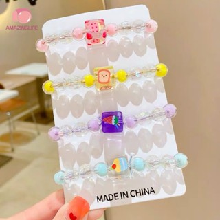 เกาหลี ที่มีสีสัน ยืดหยุ่น สร้อยข้อมือ ลูกปัด / น่ารัก ผลไม้ ไอศกรีม ผูกผม / น่ารัก ใส เครื่องประดับ ที่เข้ากันได้ทั้งหมด