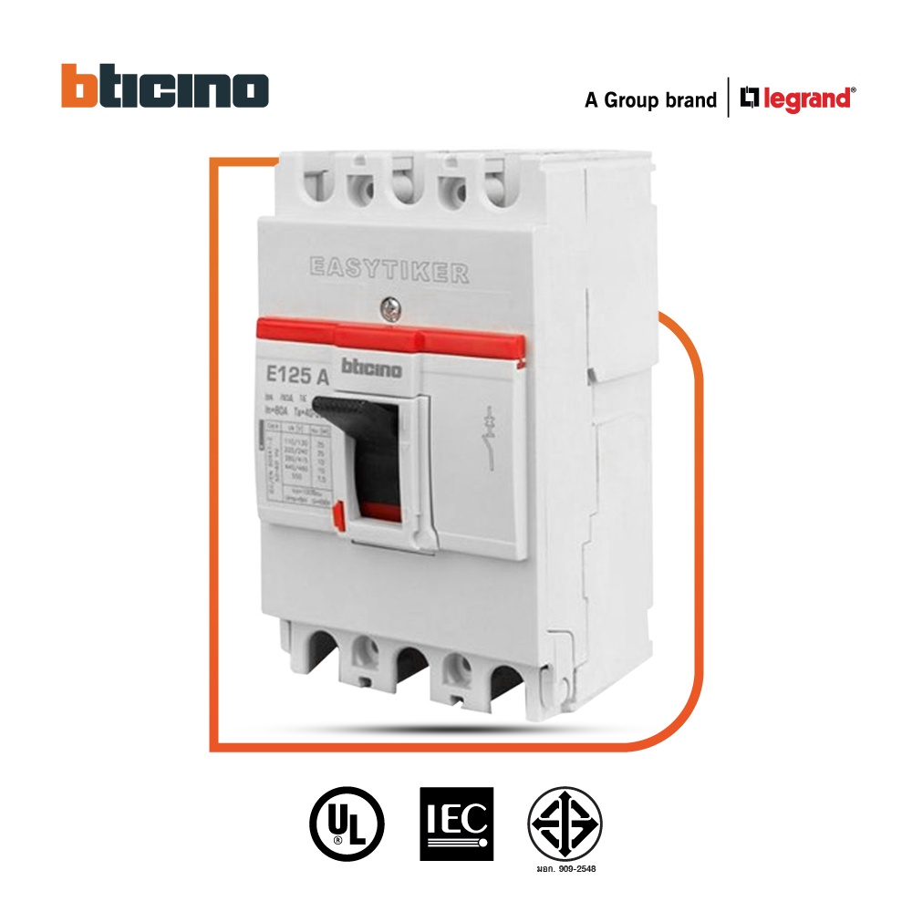 bticino-อีซีทิกเกอร์-เมนเบรกเกอร์-สำหรับตู้โหลดเซ็นเตอร์-easytiker-e125-thermal-magnetic-mccb-3p-50a-35ka-415v-t6033-50