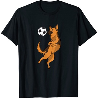 Soccer Sheepdog - German Shepherd Dog Soccer T-Shirt, Cotton T-shirts Short Sleeve Graphic Round Nec_02
