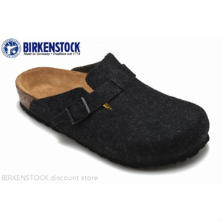 【Original】Birkenstock Boston Mens/Female Classic Cork Black Anti-fur Slipper Sandals 34-46