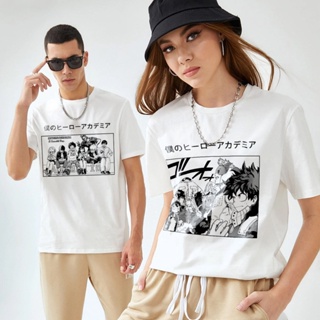 My Hero Academia Anime Graphic t shirt Unisex White Pink Fashion Street wear Tee Bakugou Todoroki_04