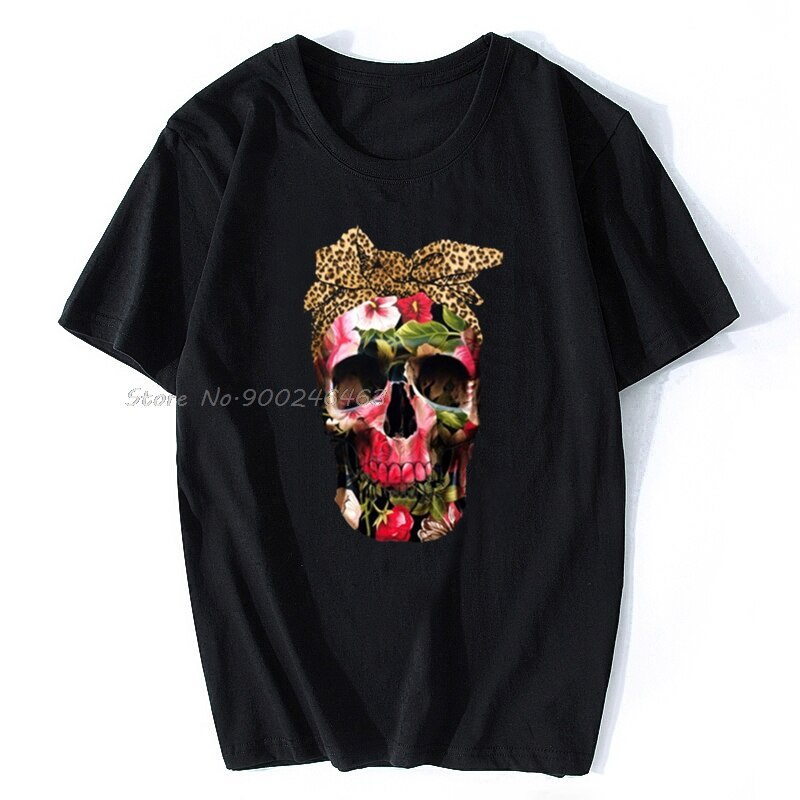เสื้อยืดผู้-men-t-shirt-t-shirt-flower-skull-leopard-fashion-bow-woman-tshirt-cotton-tees-tops-hip-hop-harajuku-streetwe