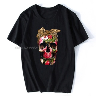 เสื้อยืดผู้ men t shirt t-shirt Flower Skull Leopard Fashion Bow Woman Tshirt Cotton Tees Tops Hip Hop Harajuku Streetwe