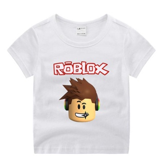 เด็กชายเด็กหญิง Roblox น่ารักพิมพ์เสื้อผ้าเด็กตลกเสื้อยืดคอกลมผ้าฝ้ายเด็กวันเกิด_03