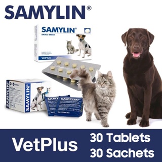 Vetplus Samylin อาหารเสริมสําหรับสุนัขและแมว ขนาดเล็ก 30 เม็ด / ซอง เพื่อสุขภาพ