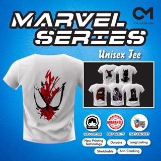 Marvel Series Tshirt Streetwear Shirt UNISEX TEE 100% COTTON Adults Lelaki Men Clothes B White Graphic Tee Round Ne_08