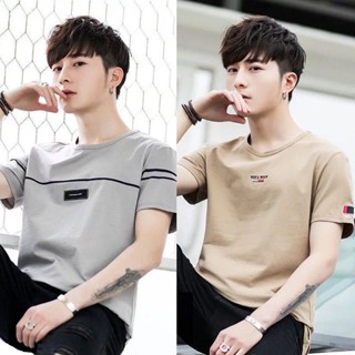 เสื้อยืดแขนสั้นลําลอง เข้ารูป พิมพ์ลาย แฟชั่นฤดูร้อน สไตล์เกาหลี สําหรับผู้ชาย