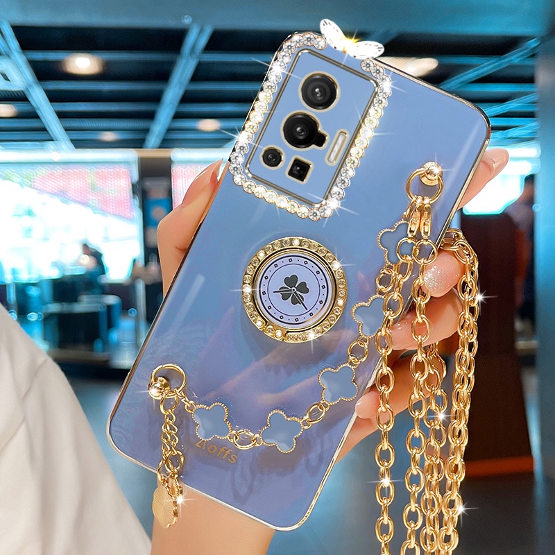 เคสโทรศัพท์มือถือ-ลายใบโคลเวอร์-พร้อมสายคล้องไหล่-และแหวนขาตั้ง-สําหรับ-samsung-s23-plus-s23-ultra-s23fe-a04s-a04-a14-a24-a34-a54-5g-a03