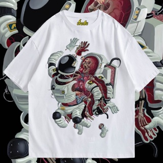 2023(เสื้อเฮีย) เสื้อ นักบินอวกาศ ผ้า Cotton 100 % ผ้าSOFT ใส่สบายลายศิลปะ