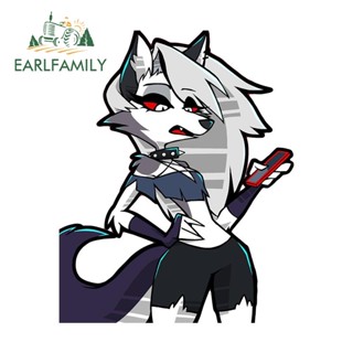 Earlfamily สติกเกอร์ติดกันชนกระจกหน้ารถจักรยานยนต์ ลายกราฟฟิตี้ Furry Loona Helluva Boss ขนาด 13 ซม. x 10.4 ซม.