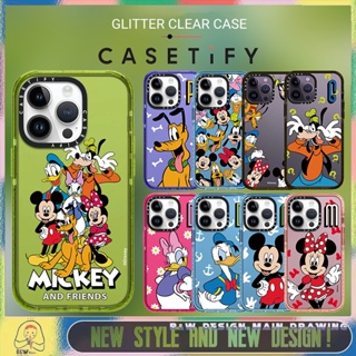 【Glitter Casetify】เคสโทรศัพท์มือถืออะคริลิคใส แบบแข็ง กันกระแทก ลายการ์ตูนมิกกี้เมาส์น่ารัก สําหรับ iPhone14 13 12 11 Pro Max