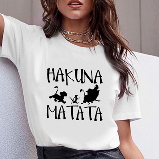 HAKUNA MATATA Funny Cartoon T Shirt Women Harajuku T-shirt Timon Pumbaa Simba Graphic The Lion King_05