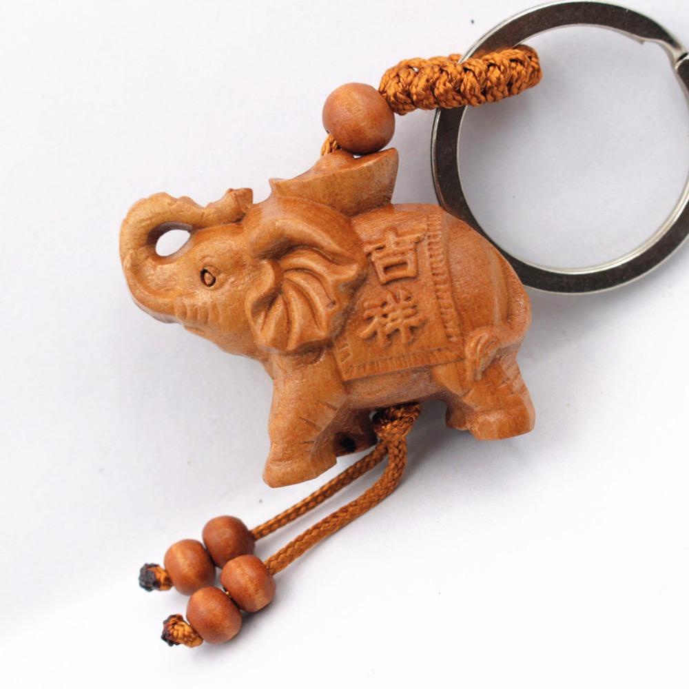 พวงกุญแจ-จี้ไม้จันทน์-รูปช้างน่ารัก-แบบสร้างสรรค์-สไตล์จีน