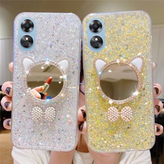 ใหม่ เคสโทรศัพท์มือถือ TPU แบบนิ่ม ลายแมวน่ารัก มีกระจกแต่งหน้า สําหรับ OPPO Reno8 T A78 5G 4G 2023 Reno 8 8T Reno8T OPPOA78