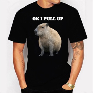 ขายใหม่ เสื้อยืด ผ้าฝ้าย พิมพ์ลาย Ok I Pull Up Capybaras Capybara สไตล์ฮิปฮอป แฟชั่น สําหรับผู้ชาย（S-5XL）
