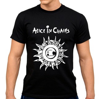 เสื้อยืดลําลอง คอกลม พิมพ์ลาย Alice in Chains สีดํา เข้ากับทุกชุด สําหรับผู้ชาย 730180S-5XL