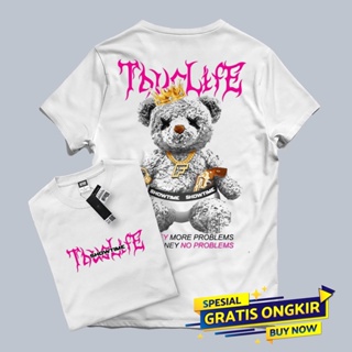 เสื้อยืดแขนสั้น พิมพ์ลาย DISTRO Teddy Bear THUG LIFE สําหรับผู้หญิง และผู้ชาย_01