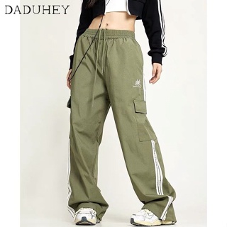 DaDuHey🎈 2023 New American Style Light Green Sports Pants High Waist Hip Hop Street Trousers Jogging Cargo Pants