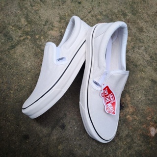 Vans SlipOn รองเท้าลําลอง สวมหุ้มข้อ สีครีม หรูหรา สําหรับผู้ชาย และผู้หญิง