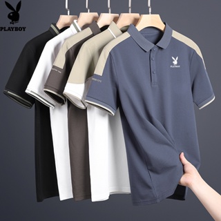 ภาพขนาดย่อของภาพหน้าปกสินค้าPlayboy New Business T-shirt Men's Short Sleeve Casual Top Panel Contrast POLO Shirt จากร้าน playboy_official.th บน Shopee