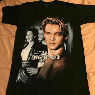 เสื้อยืดแขนสั้นพิมพ์ลาย Leonardo Dicaprio สไตล์วินเทจสําหรับผู้ชาย