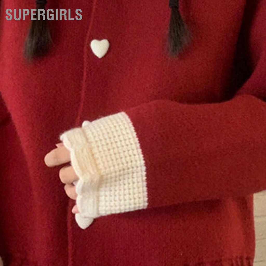 supergirls-ตุ๊กตาคอถัก-outwear-ผู้หญิงคริสต์มาสปาร์ตี้แขนยาวรูปหัวใจปุ่มบล็อกสีเสื้อกันหนาวด้านบน