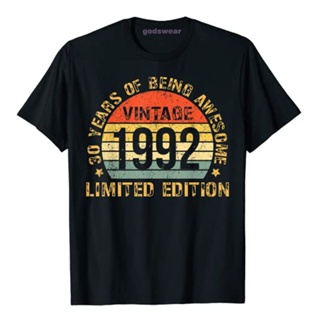 Turning 30 Years Old Birthday Decorations Men 30th BDay 1992 Birthday T-Shirt Retro Tee Tops Customized Products_03