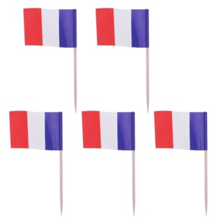 พร้อมส่ง ป้ายธงชาติฝรั่งเศส สําหรับตกแต่งหน้าเค้ก คัพเค้ก มัฟฟิน ผลไม้ ปาร์ตี้ฮาโลวีน (3.5*2.5*6.5 ซม.) 100 ชิ้น