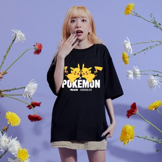 ♀☃เสื้อยืดลายกราฟิก Pokémon Pikachu Pokemon Cotton Tshirt Anime ออกแบบเสื้อ