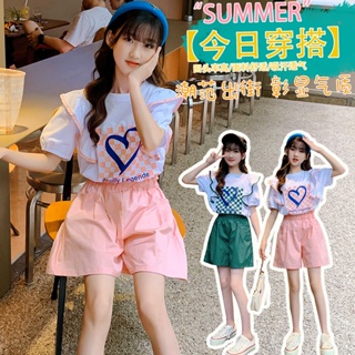 ชุดเสื้อแขนสั้น แบบบาง แฟชั่นฤดูร้อน สไตล์เกาหลี สําหรับเด็กผู้หญิง 2023