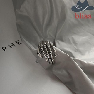 Bliss แหวนสวมนิ้วมือ รูปกะโหลกผี ปรับได้ ของขวัญ สไตล์โกธิค สําหรับผู้หญิง