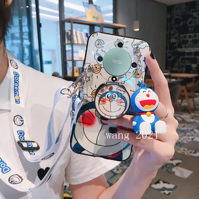 for-honor-x9a-x7a-5g-เคส-phone-case-blu-ray-cute-doraemon-cartoons-casing-with-stand-doll-lanyard-backpack-style-soft-case-เคสโทรศัพท