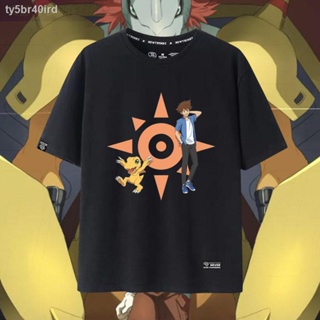 High Quality Digimon Peripheral Animation Tyrannosaurus Yagu Wild Trend Men And Women Short Sleeve T-Shirt Cotton_0_01