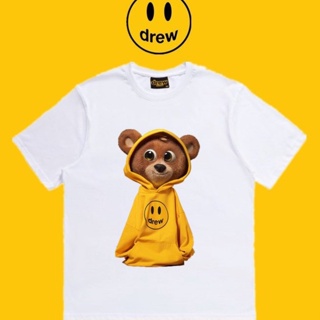 Dre * W Smiley Face Bear Print Versatile Fashion Mens and Womens Cotton T-shirt_07