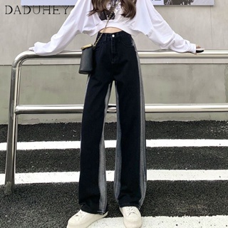 DaDuHey🎈 Black Womens Spring 2023 New Fashion Jeans High Waist Straight Loose Wide Leg Slimming Casual Mop Pants