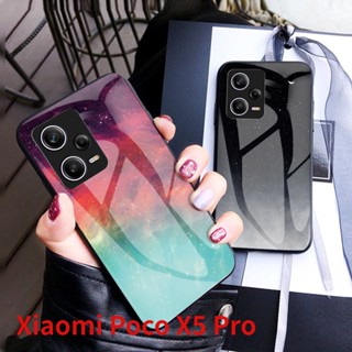 XiaomiPocoX5Pro เคสโทรศัพท์มือถือกระจกนิรภัย TPU นิ่ม ปิดด้านหลัง แบบแข็ง ลายท้องฟ้ากลางคืน หรูหรา สําหรับ Xiaomi Poco X5 Pro X5Pro 5G 2023 Pocophone PocoX5Pro