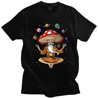 Buddha Magic Mushroom T Shirt for Men Soft Cotton Streetwear T-shirt Short Sleeved Psilocybin Psychedelic Fungi Tee_04