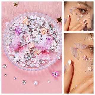 Face decoration Brides eye makeup bright diamond tears diamond pearl hollowed-out metal butterfly facial decoration patch makeup