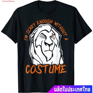 เสื้อยืดผ้าฝ้ายพิมพ์ลาย เสื้อยืดลำลอง Disney The Lion King Scar Scary Enough Halloween T-Shirt Popular T-shirts_05