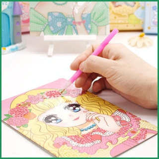 งานฝีมือเด็กอายุ 8-12 ปีงานฝีมือเด็กหญิงการ์ตูนสาวสวยศิลปะและงานฝีมือชุด DIY สำหรับสาว DIY อัญมณีพวงกุญแจชุดสีเพชร
