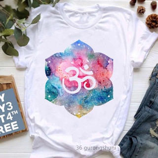 Girls yoga tree printed T-shirt summer fashion short sleeved T-shirt women Buddha chakra meditation T-shirt wholesa_04