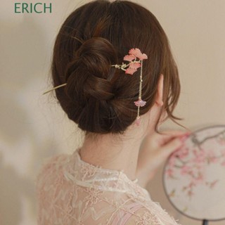 Erich กิ๊บติดผม ประดับพู่ จี้รูปใบแปะก๊วย และไข่มุก สไตล์จีนย้อนยุค เครื่องประดับผม