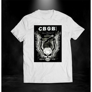 T-Shirtเสื้อยืด ลาย Cbgb &amp; Omfug 1973 New York Country Bluegr สีขาว S-5XL