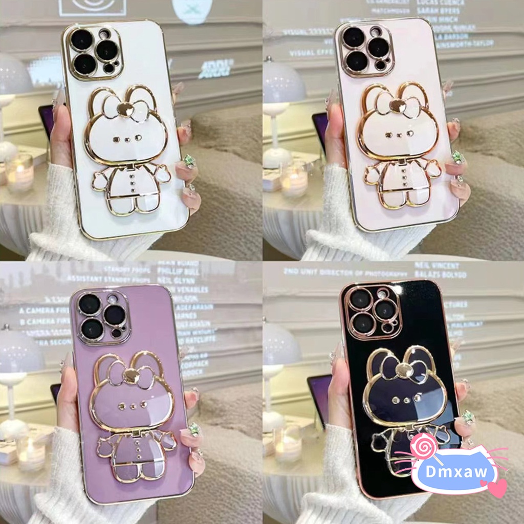 เคสโทรศัพท์มือถือนิ่ม-ปิดด้านหลัง-แบบบางพิเศษ-ลายกระต่ายน่ารัก-พร้อมกระจกแต่งหน้า-สําหรับ-vivo-v19-india-v23-v23e-v21-v21e-4g-v20-se-y15s-v15